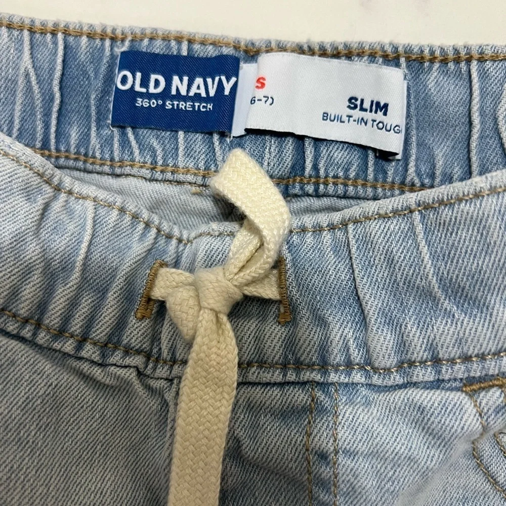 Old Navy Light Blue Denim Shorts with High Waist and Distressed Look for boy